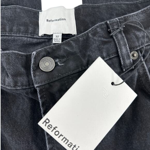 Reformation Black Cary High Rise Slouchy Wide Leg Cropped Jeans Size 32 - Picture 5 of 9